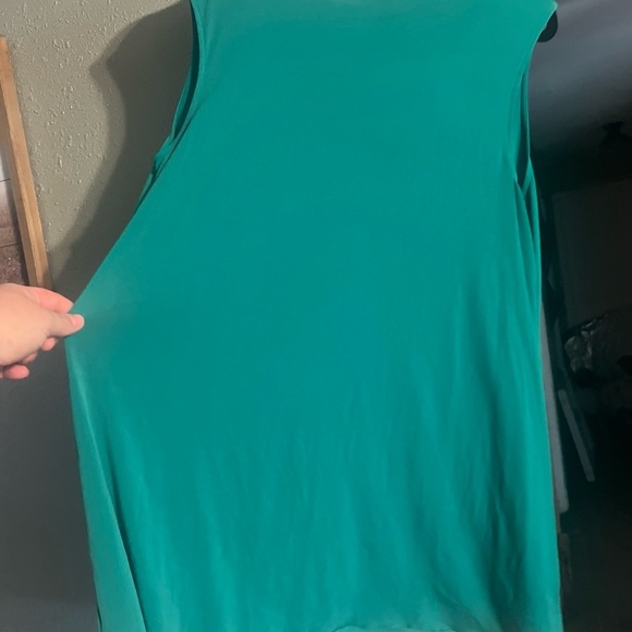 Lane Bryant Top Womens 14/16 Green Sleeveless V Neck Tank Blouse Beaded Stretch - Picture 7 of 12